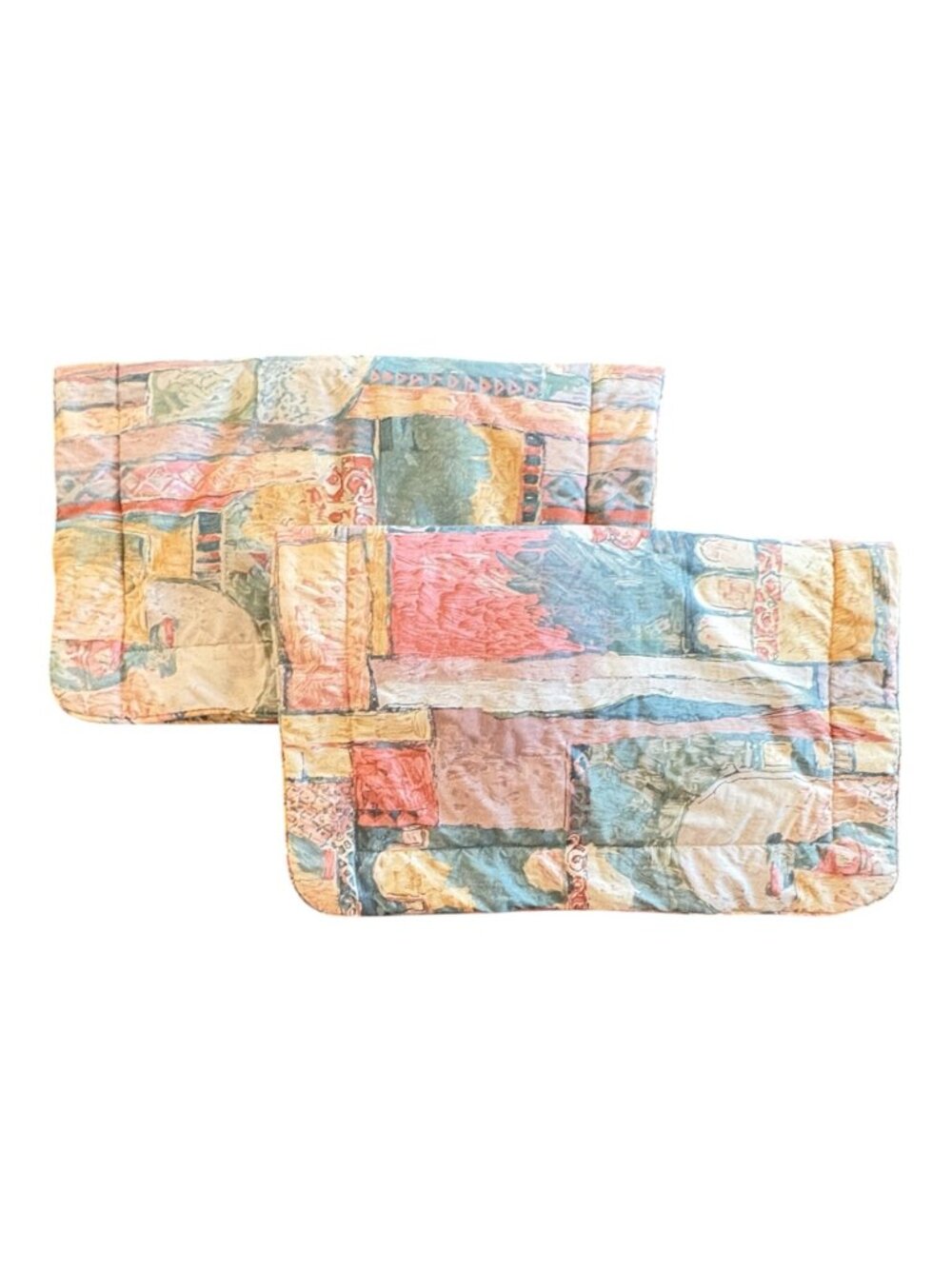 Set of 2 Vintage Croscill Isis Quilted Pillow Shams Standard 1980s Postmodern